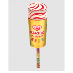 Wall's Haribo Push UP Ice Cream 49.5g Frozen Vanilla Flavour Ice Cream With Strawberry Sauce