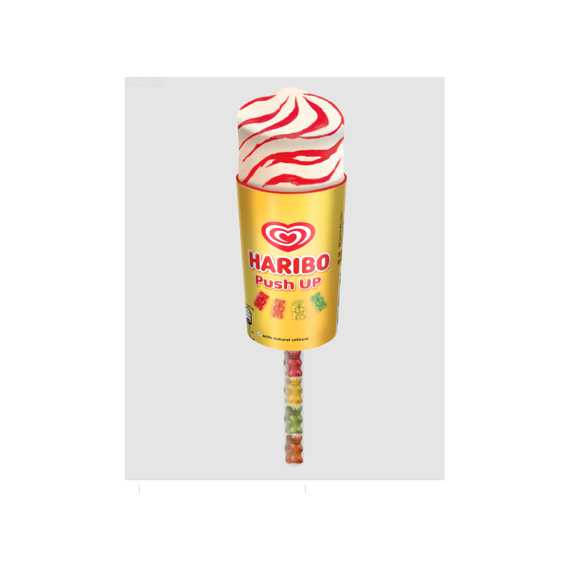 Wall's Haribo Push UP Ice Cream 49.5g Frozen Vanilla Flavour Ice Cream With Strawberry Sauce Wall's Haribo Push UP Ice Cream 49.5g Frozen Vanilla Flavour Ice Cream With Strawberry Sauce