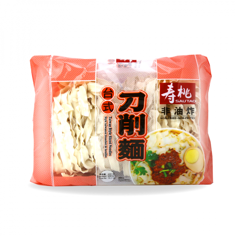 Sau Tao Noodles (壽桃牌 刀削麵) 400g Taiwan Style Sliced Noodle Sau Tao Noodles (壽桃牌 刀削麵) 400g Taiwan Style Sliced Noodle