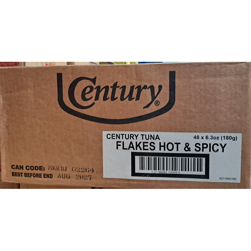 Century Full Case of 48x Tuna Flakes In Hot & Spicy Sauce 180g
