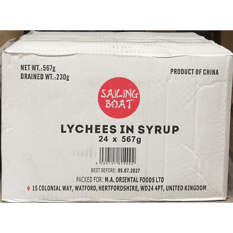 Sailing Boat Full Case of 24x Lychees In Syrup 567g Lychees In Syrup Sailing Boat Full Case of 24x Lychees In Syrup 567g Lychees In Syrup