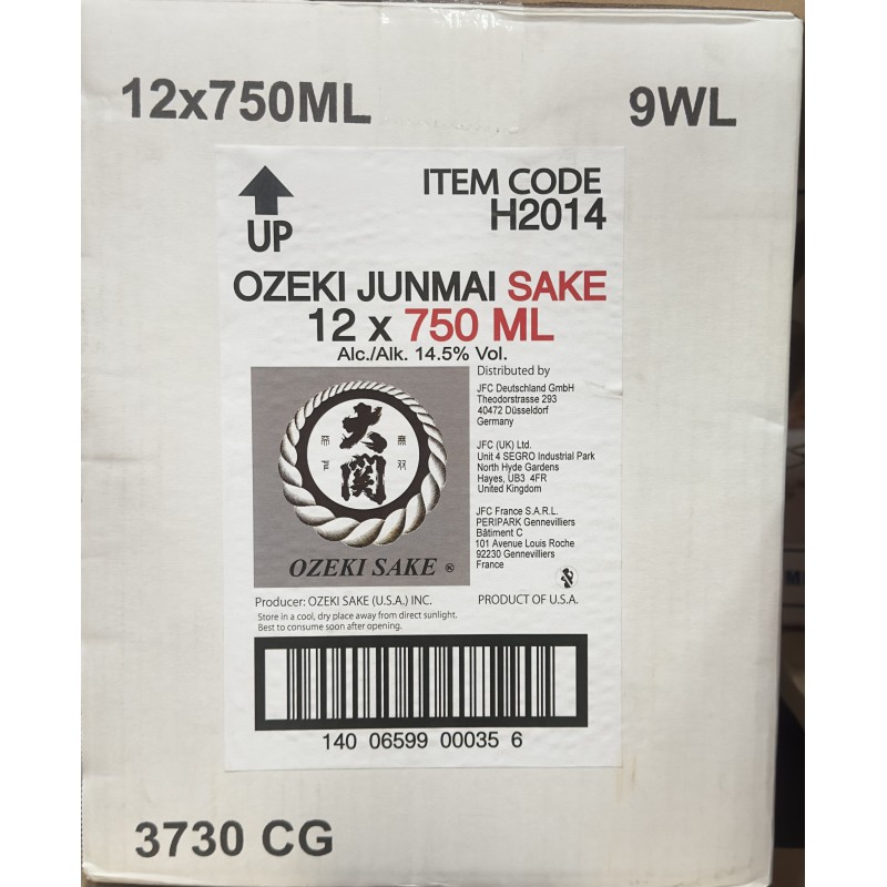 Ozeki Sake Premium Junmai Full Case of 12x 14.5% Alc 750ml Premium Junmai
