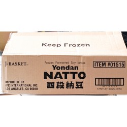 J-Basket Full Case of 12x  Natto Fermented Soy Bean 4x45.8g with Sauce & Mustard Frozen Yondan Natto