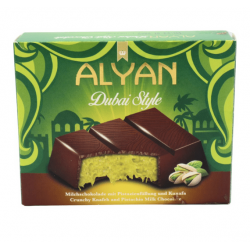 Alyan Dubai Style Chocolate Bar 100g Dubai Style Crunchy Knafeh and Pistachio Milk Chocolate Bar