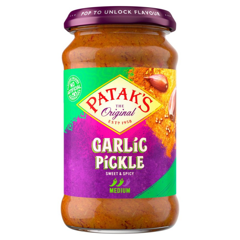 Patak's Medium Spice Garlic Pickle 300g Indian Style Garlic Pickle
