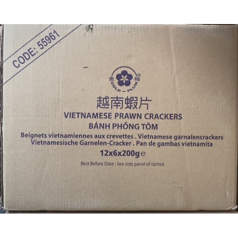 Gold Plum Full Case of 12x Box Of 6x Prawn Cracker Bánh Phồng Tôm 200g Vietnamese Uncooked Prawn Crackers Gold Plum Full Case of 12x Box Of 6x Prawn Cracker Bánh Phồng Tôm 200g Vietnamese Uncooked Prawn Crackers