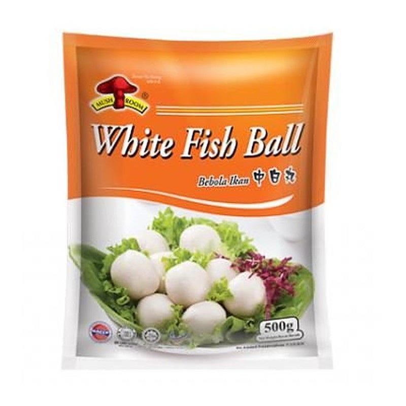 Mushroom Brand Full Case of 20x White Fish Ball 500g Bebol Ikan Medium Fish Balls Mushroom Brand Full Case of 20x White Fish Ball 500g Bebol Ikan Medium Fish Balls