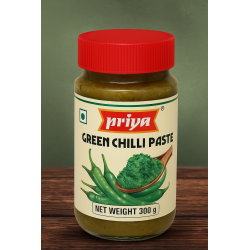 Priya Full Case of 12x Green Chilli Paste 300g Jar Green Chilli Paste