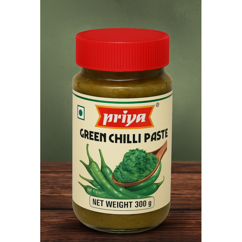 Priya Full Case of 12x Green Chilli Paste 300g Jar Green Chilli Paste Priya Full Case of 12x Green Chilli Paste 300g Jar Green Chilli Paste