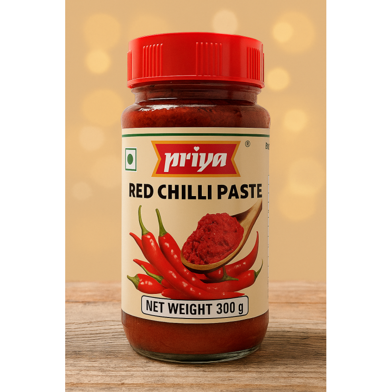 Priya Full Case of 12x Red Chilli Paste 300g Jar Red Chilli Paste Priya Full Case of 12x Red Chilli Paste 300g Jar Red Chilli Paste